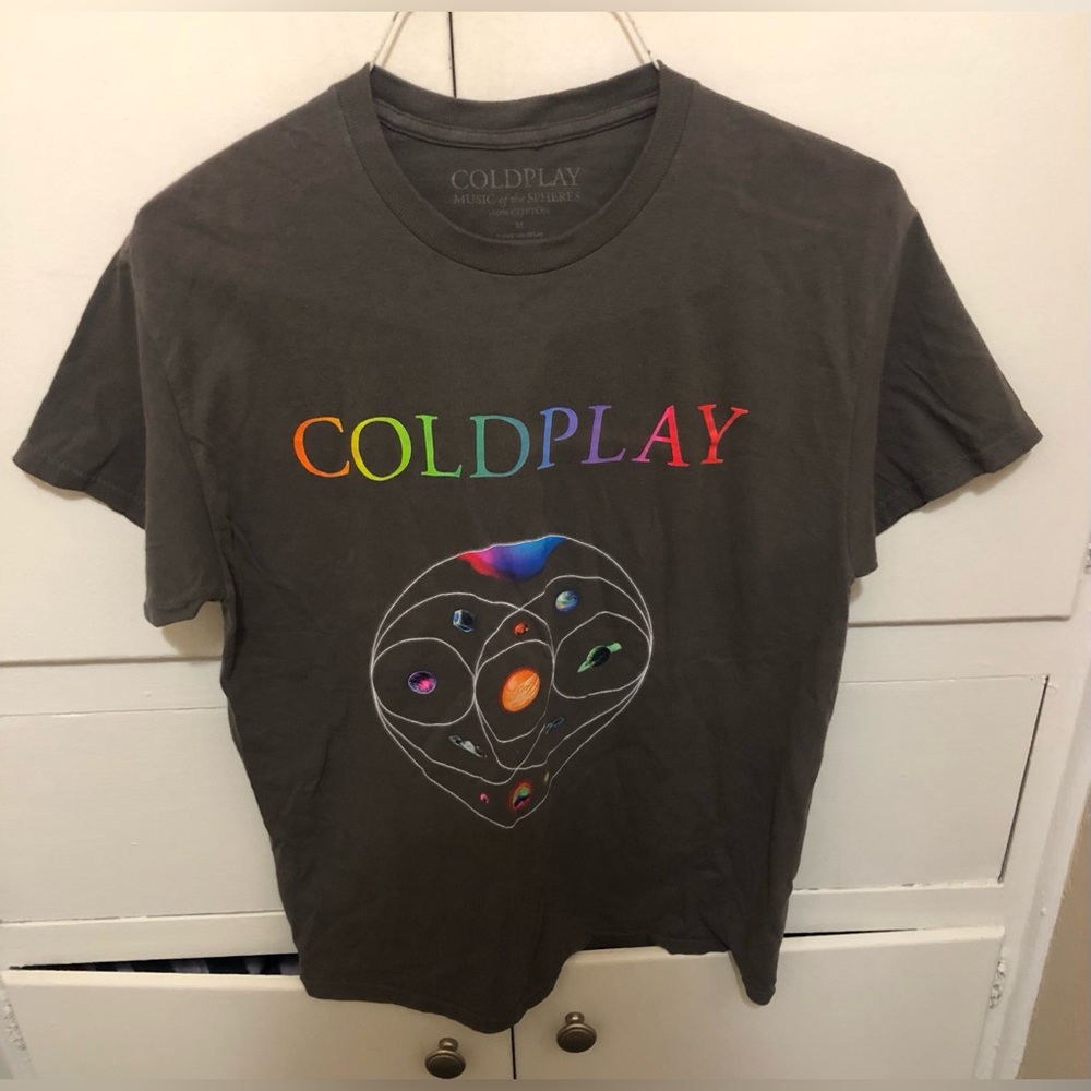 Coldplay Music of the Spheres Gray concert shirt size womens medium